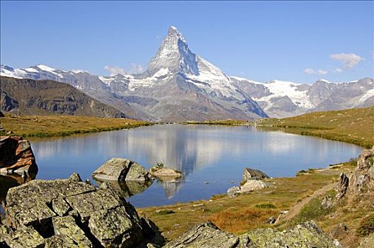 湖,风景,山,马塔角,策马特峰,瑞士