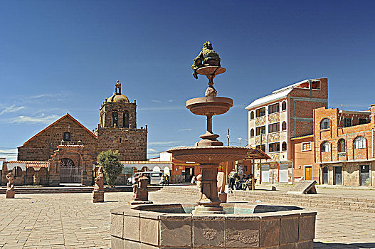玻利维亚,教堂,喷泉,大广场