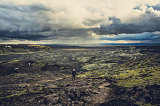 女人,远足,冰岛