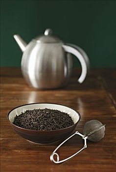 红茶,干燥,茶,茶壶