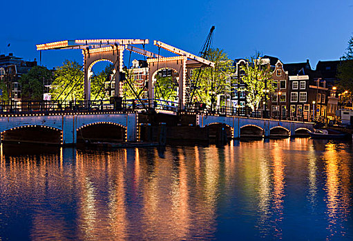 瘦桥,开合式吊桥,绅士运河,阿姆斯特河,阿姆斯特丹,荷兰,欧洲