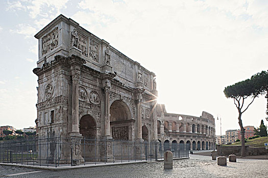 意大利,罗马,君士坦丁凯旋门,竞技场,背景