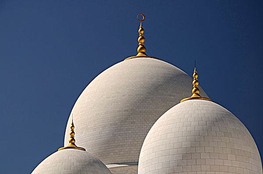 阿联酋,阿布扎比,大清真寺,白色,大理石,圆顶,清真寺