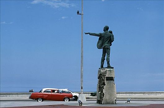 雕塑,指向,指责,手指,美洲,大使馆,哈瓦那,古巴