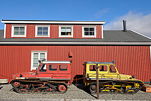 老,煤矿,建筑,交通工具,朗伊尔城,斯瓦尔巴特群岛,斯匹次卑尔根岛,挪威
