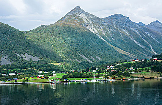 挪威,游轮,船,峡湾,漂亮,景色,露台,区域