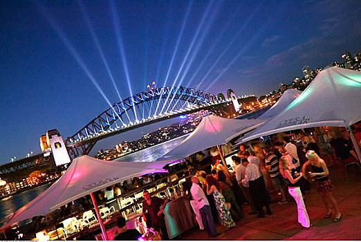 晚间,聚会,悉尼海港大桥,新南威尔士,澳大利亚