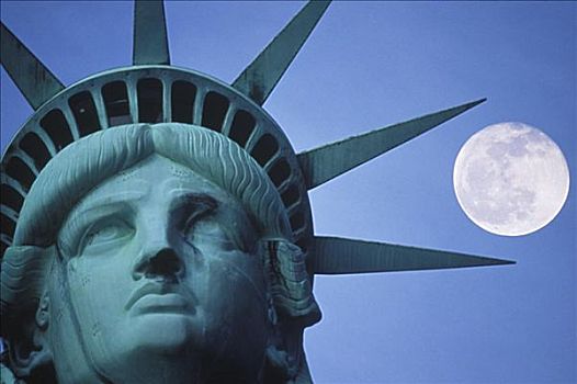 月亮,高处,雕塑,自由女神像,纽约,美国