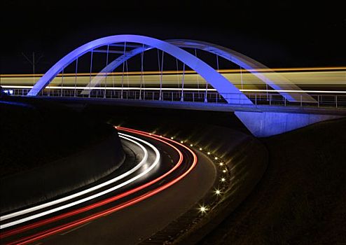 定时暴光,铁路桥,斯图加特,德国