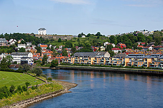 挪威,特隆赫姆,城市,俯视,历史,堡垒