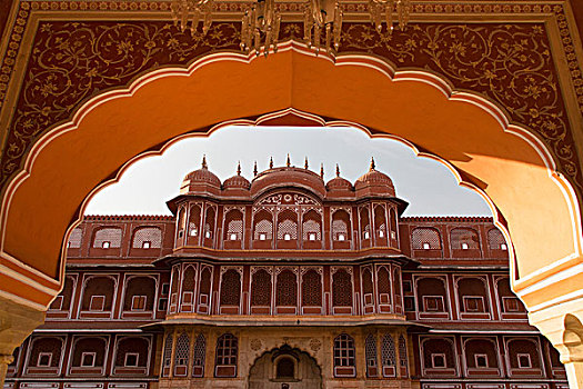 城市宫殿,粉红,城市,斋浦尔,拉贾斯坦邦,印度,亚洲