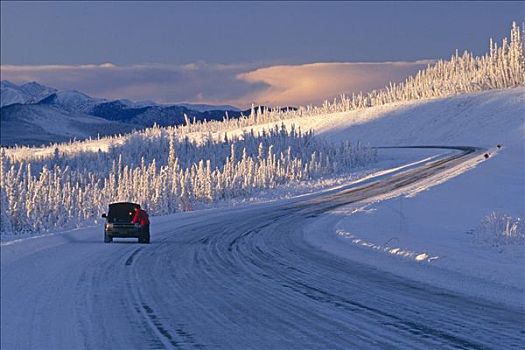 汽车,阿拉斯加公路,冬天,育空