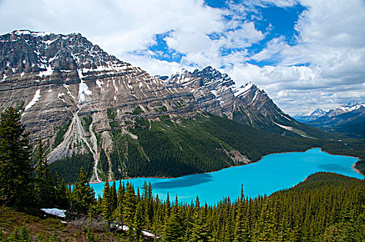 佩多湖,顶峰,山,班芙国家公园,艾伯塔省,加拿大