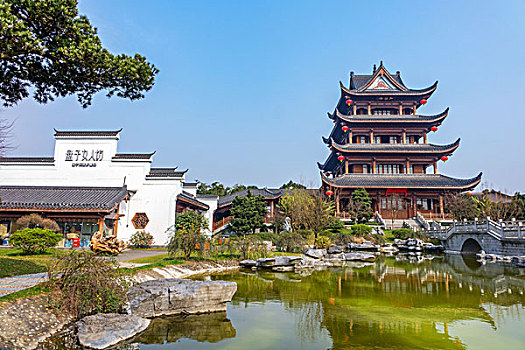 湖南省長(zhǎng)沙岳麓山風(fēng)景名勝區(qū)橘子洲景區(qū)－江神廟.拱極樓
