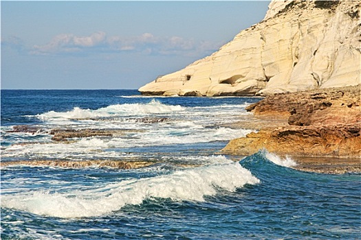 波浪,石头,白色,粉笔,悬崖,自然保护区