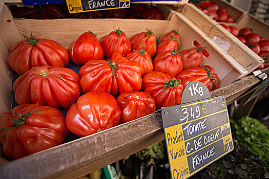 大,纯种西红柿,市场货摊,博尼法乔,科西嘉岛