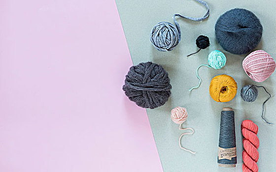 多样,不同,色彩,球,编织品,毛织品