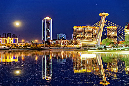 天津海河城市夜景