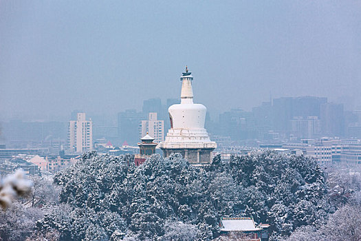 北京北海公园雪景