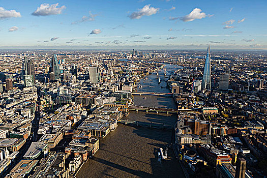 航拍,伦敦,首都,碎片,风景,摩天大楼,建筑,排列,泰晤士河,城市天际线
