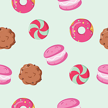 巧克力饼干,蛋白杏仁饼干,糖果,无缝,图案,焦糖,无限,纹理,美味,甜食,壁纸,设计,新鲜,糕点店,矢量,插画,风格