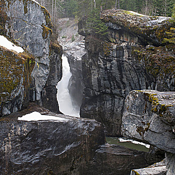 冰瀑,大石头,碧玉国家公园,艾伯塔省,加拿大