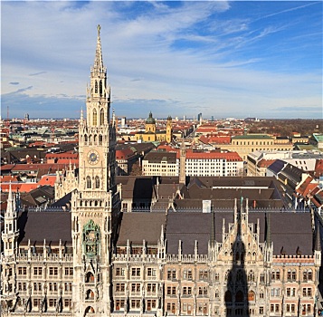 慕尼黑,哥特式,市政厅,玛利亚广场,巴伐利亚,德国