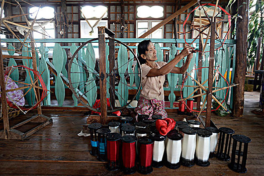 亚洲,缅甸,编织,工厂