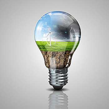 电灯,灯泡,风,室内,信息技术,象征,清洁能源