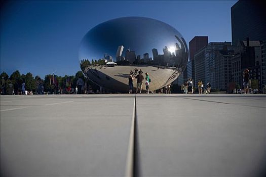 豆,雕塑,城镇广场,云门,千禧公园,芝加哥,伊利诺斯,美国