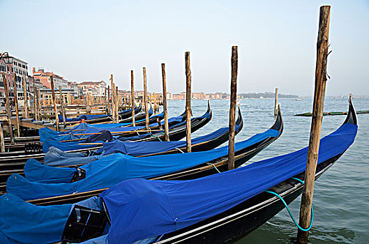 意大利,威尼斯,排,空,停泊,小船