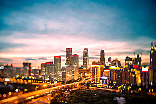 北京国贸cbd移轴夜景