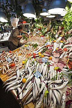 鱼肉,摊贩,市场,雅典,希腊