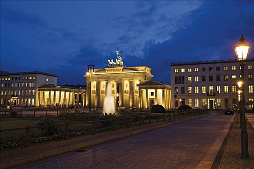 勃兰登堡门,夜景,柏林,德国,欧洲
