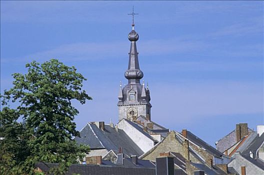 比利时,教堂钟,塔,屋顶,房子
