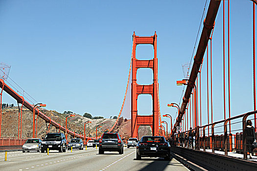 驾驶,上方,金门大桥,旧金山,加利福尼亚,美国