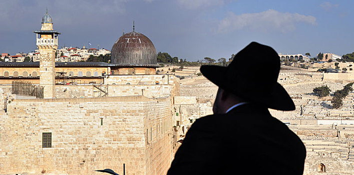 风景,老城,耶路撒冷,剪影,正统犹太教,前景