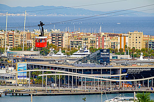 港口,巴塞罗那,缆车,加泰罗尼亚,西班牙