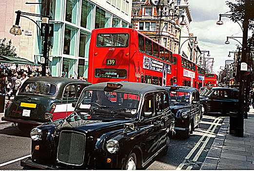 巴士,出租车,牛津街,伦敦,英格兰,英国