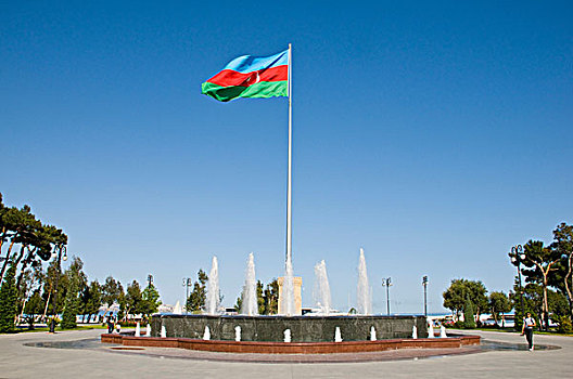 旗帜,风,公园,水岸,巴库,阿塞拜疆,中东