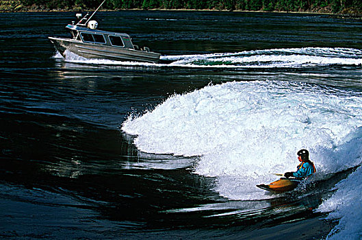 白浪,皮划艇手,独特,海啸,靠近,不列颠哥伦比亚省,加拿大