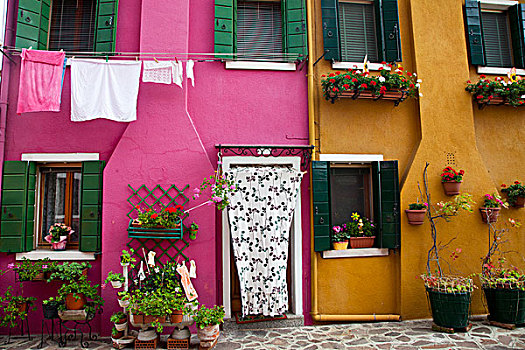 欧洲,意大利,布拉诺岛,彩色,房子