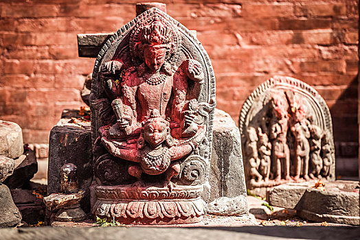 印度教,神,古老,石头,石碑,加德满都,喜玛拉雅,区域,尼泊尔,亚洲