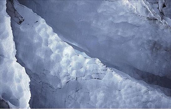 缝隙,蓝色,冰河,冰,出口,阿拉斯加,美国,冬天
