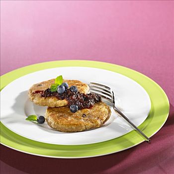 薄烤饼,蓝莓,美国