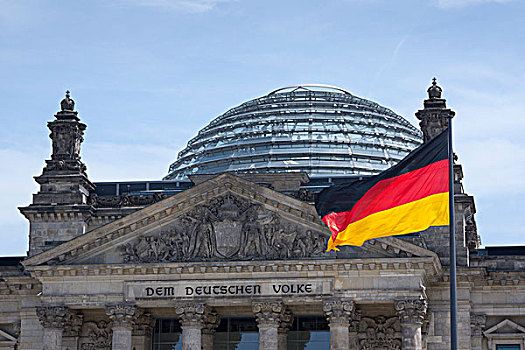 德国国旗,德国国会大厦,议会,柏林,德国,欧洲