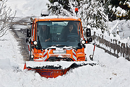 冬天,道路,推土机,雪,雪犁