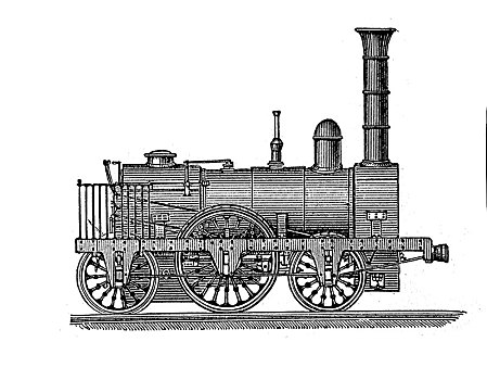 列车,19世纪,第一,德国,引擎,木刻,欧洲