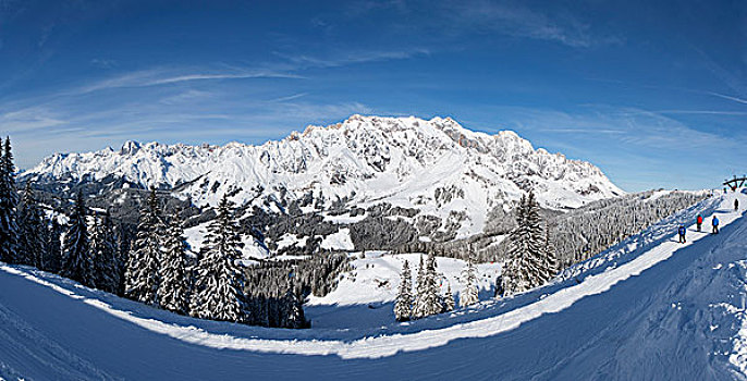 滑雪,滑雪坡,正面,山景,区域,萨尔茨堡州,奥地利,欧洲