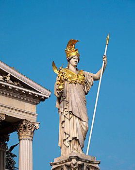 雕塑,喷泉,国会大厦,维也纳,奥地利,欧洲